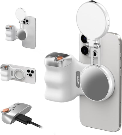 Creator Kit - Fun Shot Magnetic Phone Camera Grip + C03 Magnetic Selfie Light (White)Bundle Kit Compatible with Iphone Magsafe & Android Selfies/Photography/Tiktok/Zoom Calls/Video Conference