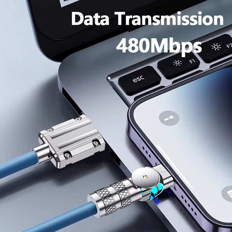 Micro USB 120W 3A Elbow Fast Charging Data Cable Cord for Playing Game for Samsung Galaxy S7 S5 Xiaomi Android Charge Usb Cord