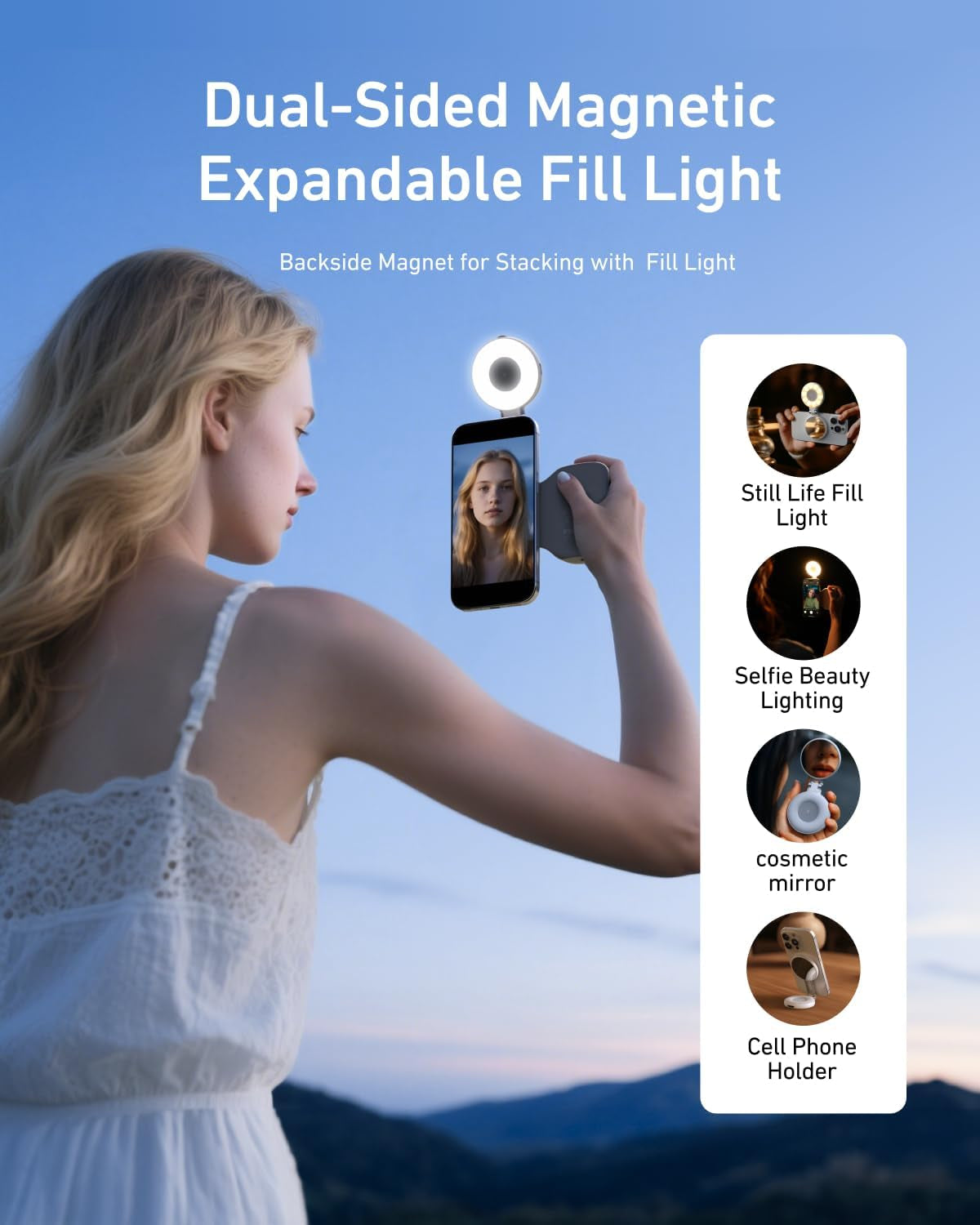 Creator Kit - Fun Shot Magnetic Phone Camera Grip + C03 Magnetic Selfie Light (White)Bundle Kit Compatible with Iphone Magsafe & Android Selfies/Photography/Tiktok/Zoom Calls/Video Conference