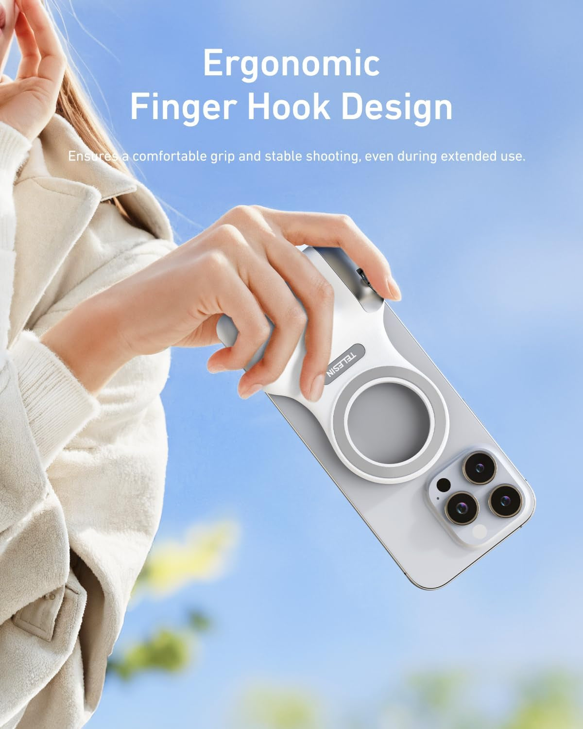Creator Kit - Fun Shot Magnetic Phone Camera Grip + C03 Magnetic Selfie Light (White)Bundle Kit Compatible with Iphone Magsafe & Android Selfies/Photography/Tiktok/Zoom Calls/Video Conference